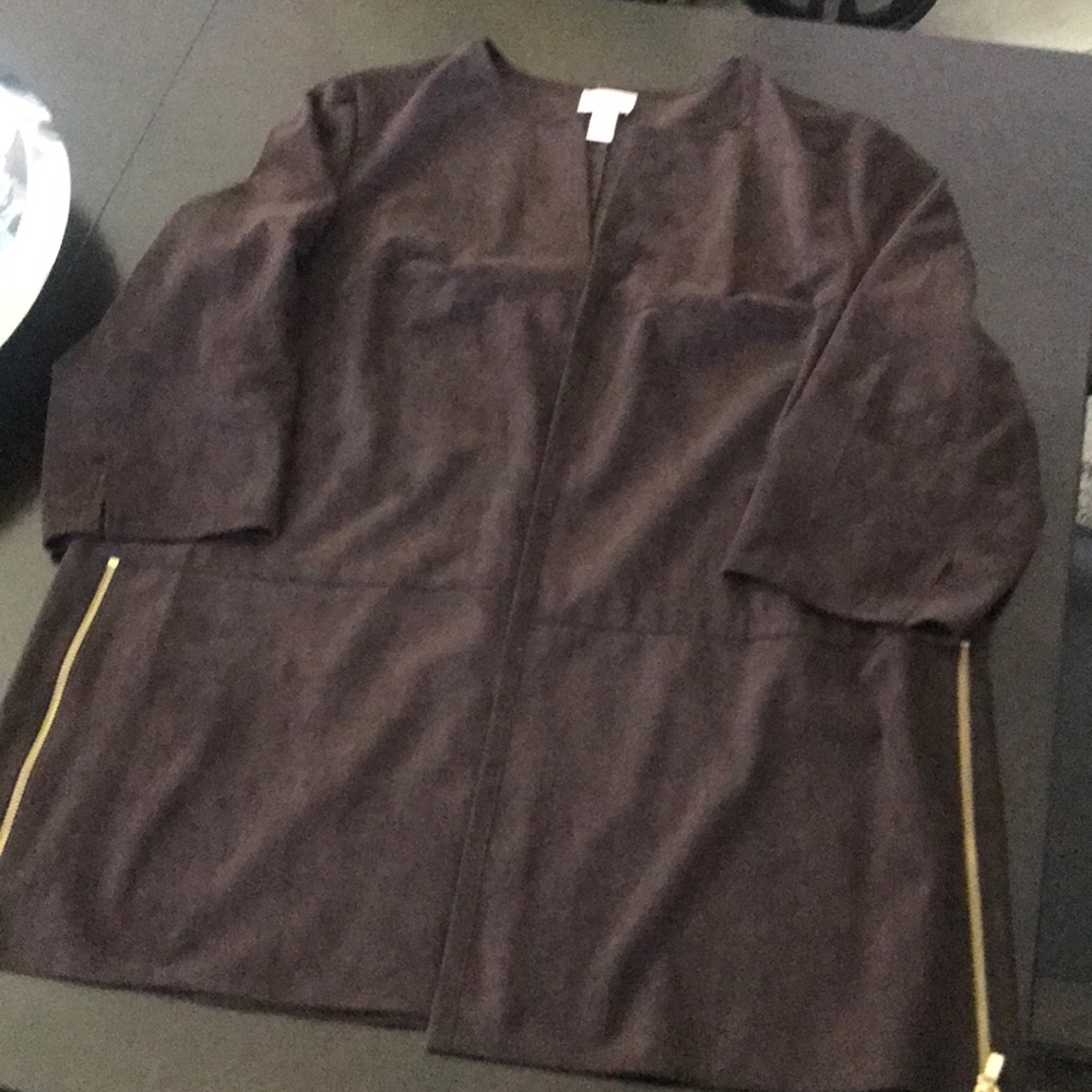 CHICOS suede like brown jacket